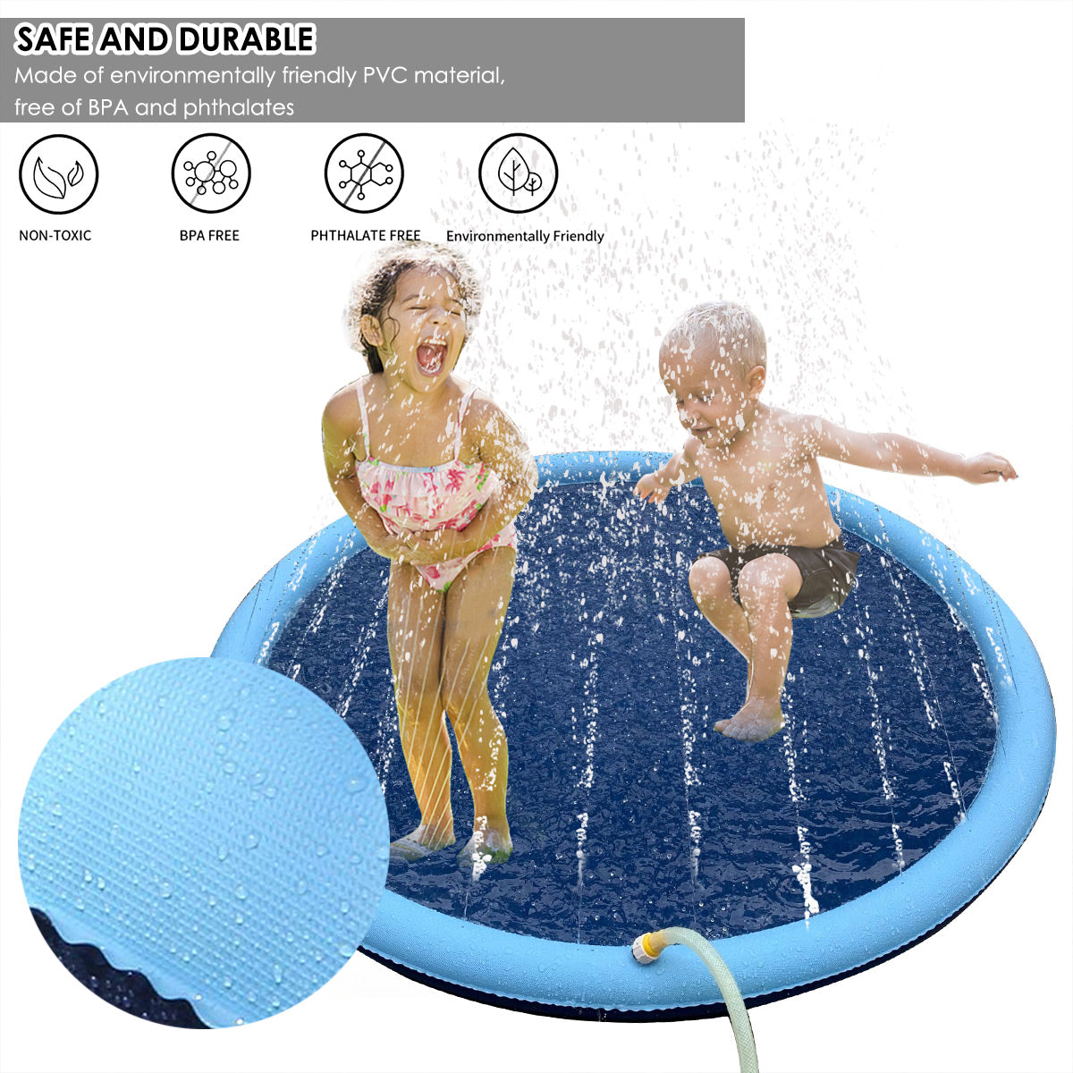 Non-Slip Dog Splash Sprinkler Pad - 150cm Outdoor Water Play Mat
