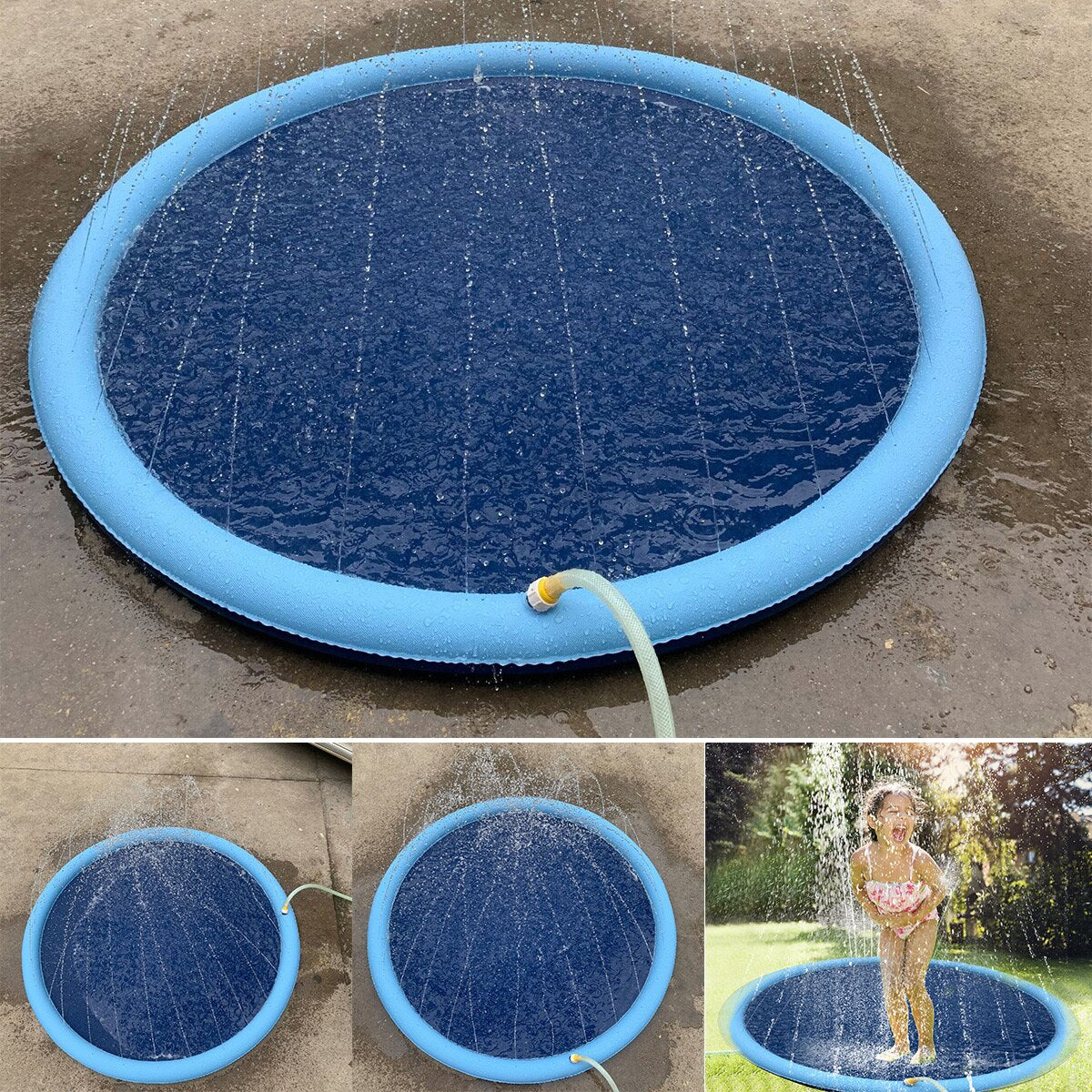 Non-Slip Dog Splash Sprinkler Pad - 150cm Outdoor Water Play Mat