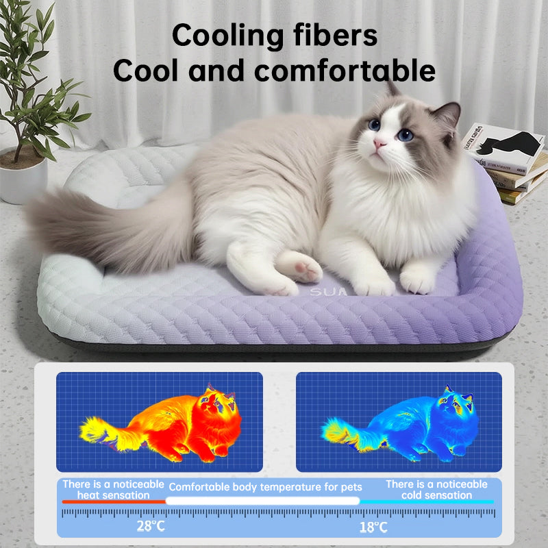 PawlyLuxe™ 4-Layer Scientific Cooling Pet Pad with Ergonomic Pillow