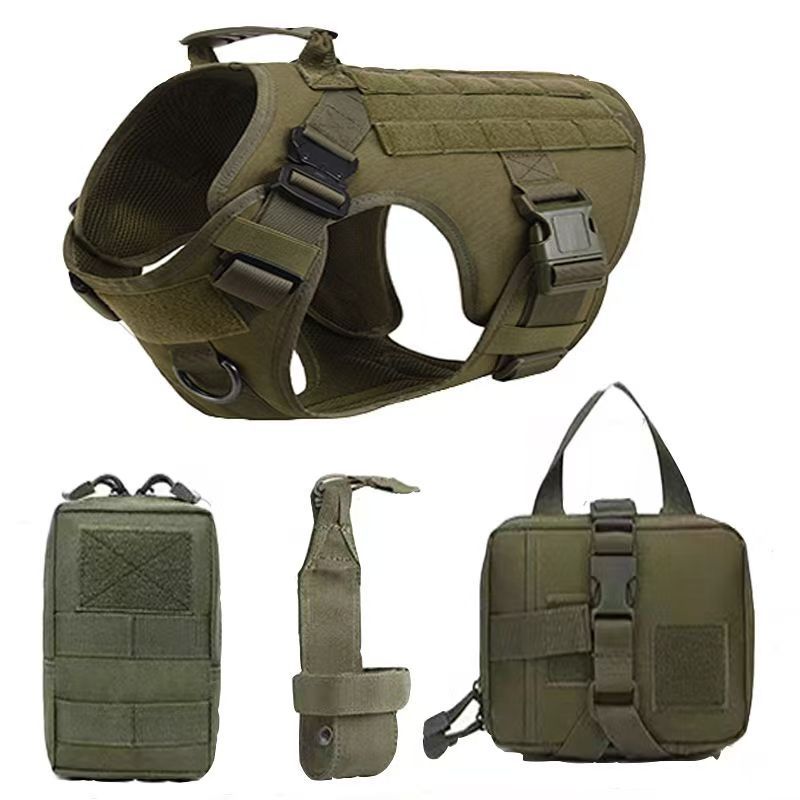 PawlyLuxe™ Premium Tactical Dog Harness Set with Pouches & Leash