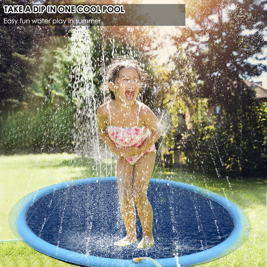 Non-Slip Dog Splash Sprinkler Pad - 150cm Outdoor Water Play Mat